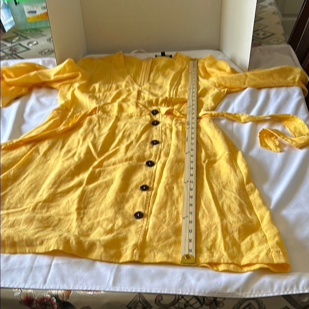 Yellow Asymmetrical Wrap Sundress - Picture 5 of 7